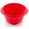 COLADOR SILICONA PLEGABLE 23CM. MAGENTA/VERD.